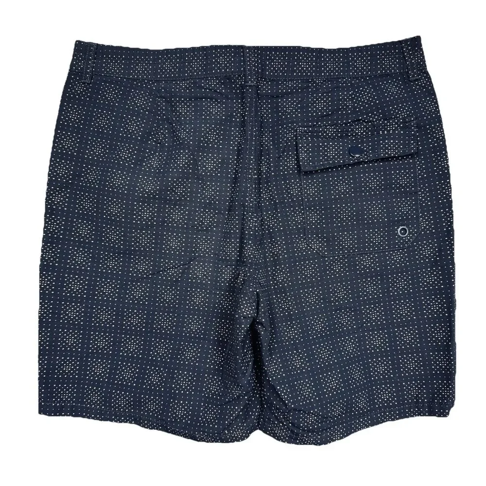 LL Bean Mens Board Shorts 33 Blue Micro Dot Snap Not Lined Outdoor Pockets NWOT